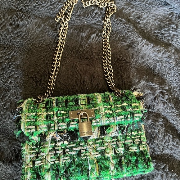 Kurt Geiger Handbags - Kurt Geiger Mini Brixton Green Tweed Bag